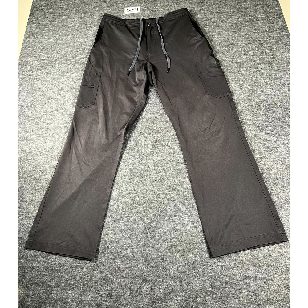 Zavate Uniforms Scrub Pants Mens Large Black Stretch Cargo Pockets Drawstring